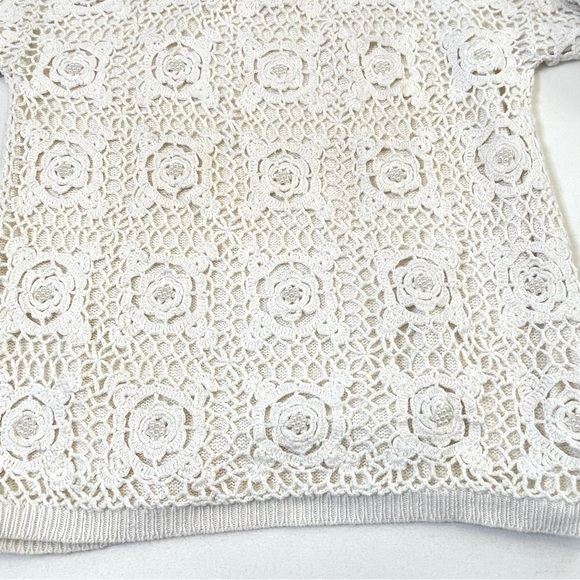 Y2K granny crochet overlay faux pearl accent sweater 2X - Picture 3 of 12